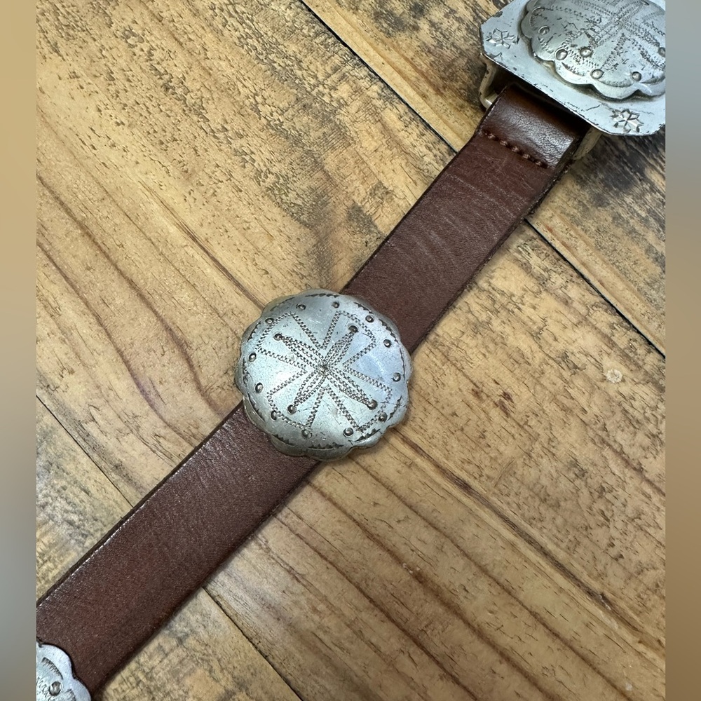 Ralph Lauren Brown Leather Belt with Silver Conchos - Picture 10 of 11